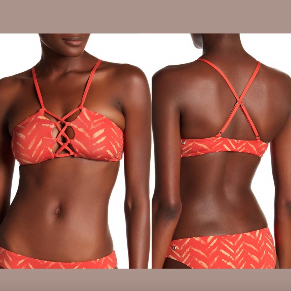NEW Dolce‎ Vita Front Lace Up Bra Bikini Top Orange